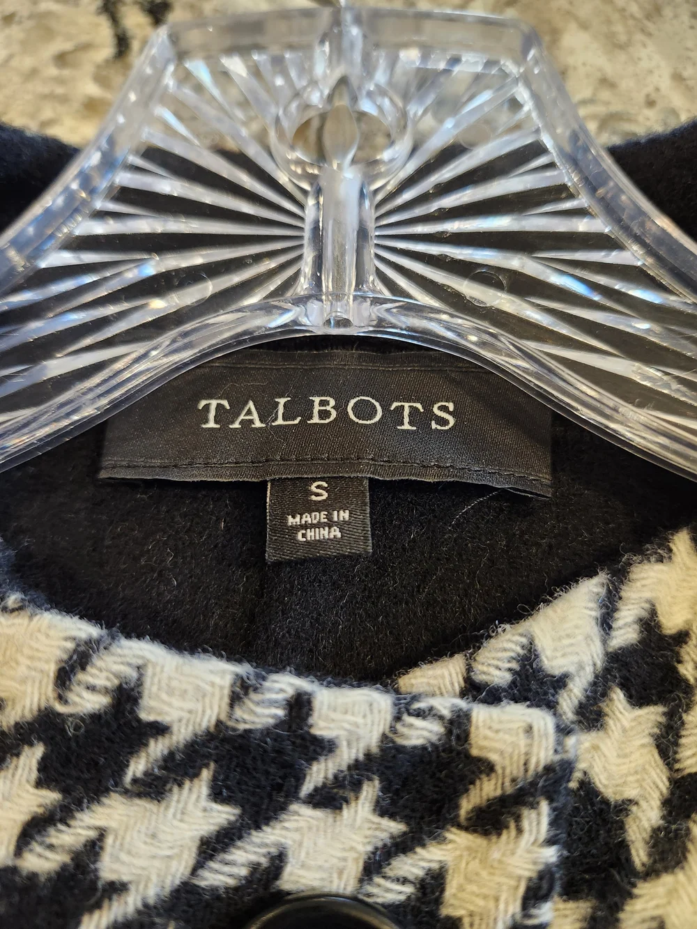 Talbots Black and White Houndstooth Collarless Blazer - Picture 3 of 3